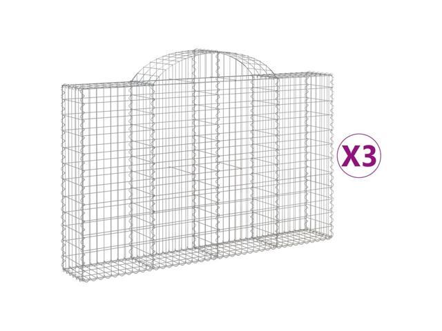 vidaXL Gabion Basket Set of 3 Silver Galvanized steel Large Durable