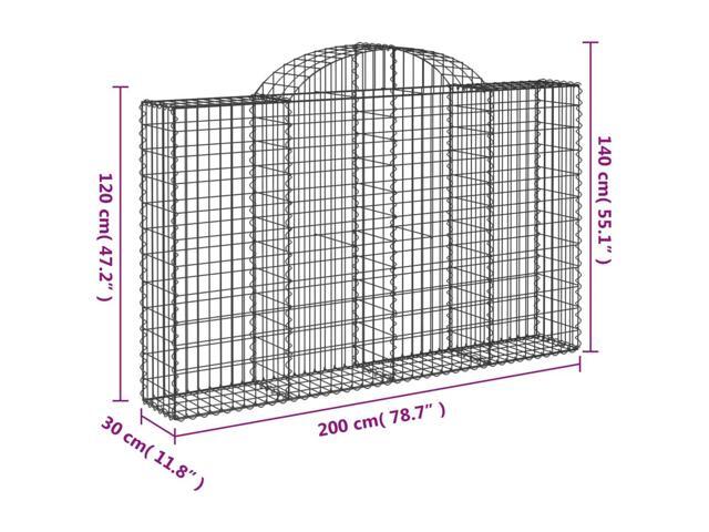 vidaXL Gabion Basket Set of 5 Silver Galvanized iron Extra Large