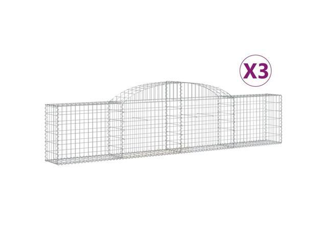 vidaXL Gabion Basket Set of 3 Silver Galvanized Iron Large