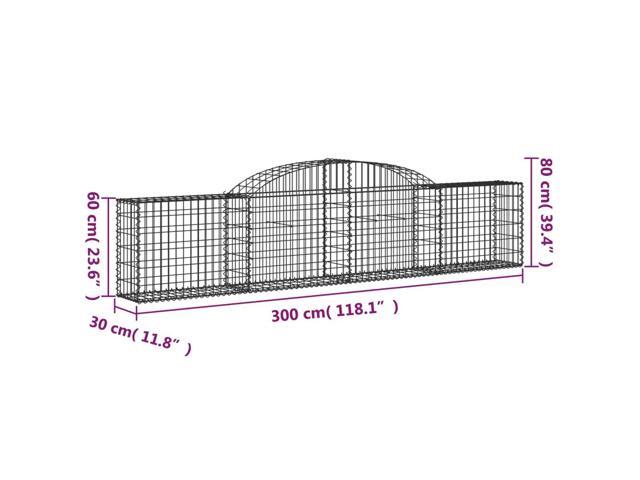 vidaXL Gabion Basket Set of 3 Silver Galvanized Iron Large
