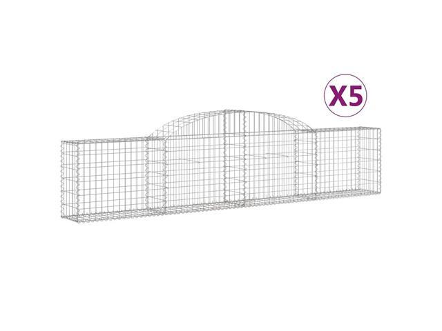 vidaXL Gabion Basket Set of 5 Silver Galvanized iron Large