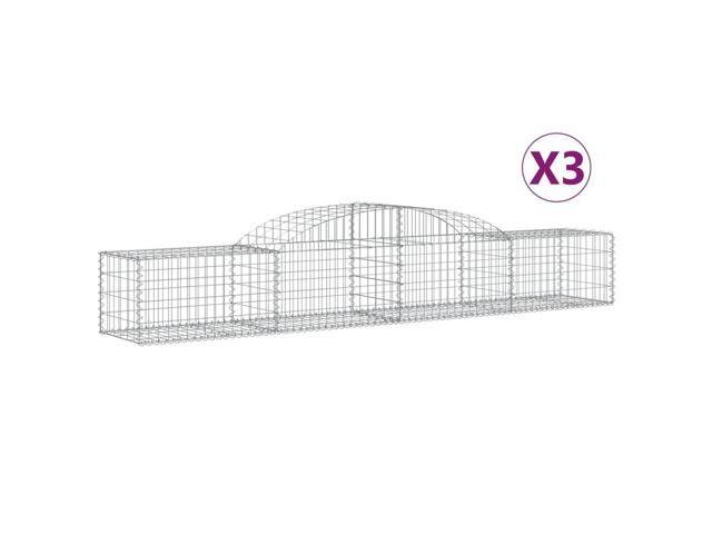 vidaXL Gabion Basket Set of 3 Silver Galvanized iron