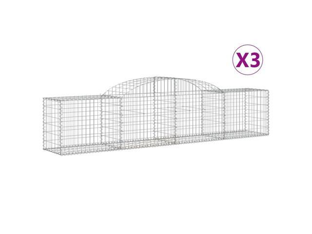 vidaXL Gabion Basket Set of 3 Silver Galvanized iron Extra Large