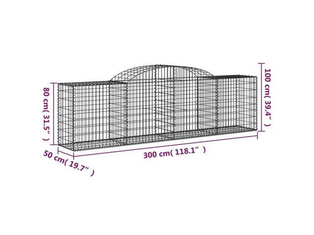 vidaXL Gabion Basket Set of 3 Silver Galvanized iron 118.1x19.7x39.4 in