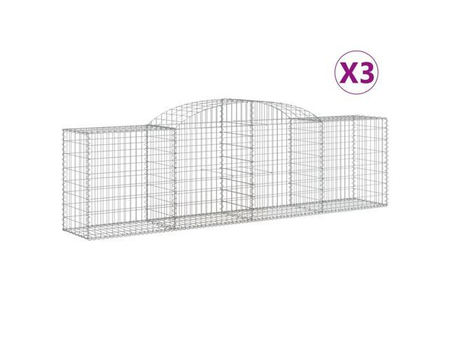 vidaXL Gabion Basket Set of 3 Silver Galvanized iron 118.1x19.7x39.4 in