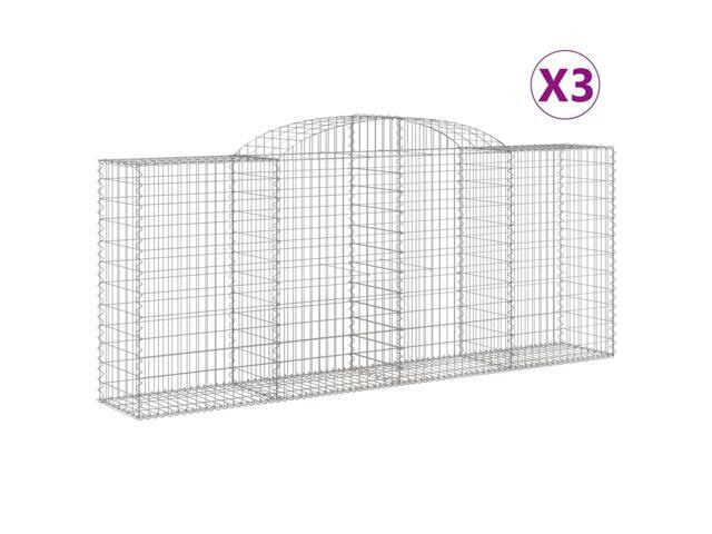 vidaXL Gabion Basket Set of 3 Silver Galvanized iron Large Durable