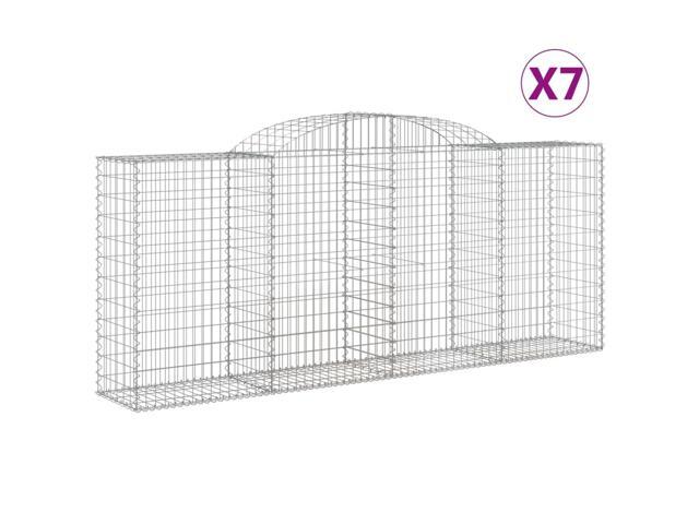vidaXL Gabion Basket Set of 7 Silver Galvanized iron Large Durable
