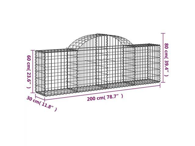 vidaXL Gabion Basket Silver Galvanized iron 78.7 x 11.8 x 23.6/31.5 in