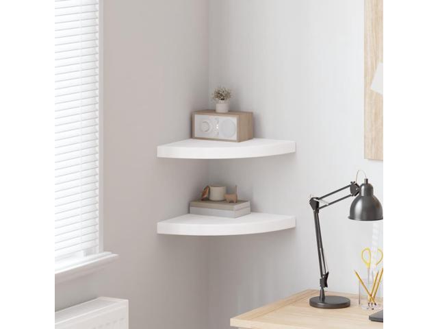 vidaXL Wall Corner Shelves Floating Corner Shelf Display Shelf 2 Pcs White MDF