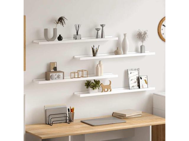 vidaXL Wall Shelves Floating Shelves Display Shelves for DVDs 4 Pcs White 31.5'