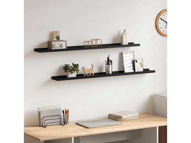 vidaXL Wall Shelves Floating Shelves Display Shelves for DVDs 2 Pcs Black 39.4&#39;
