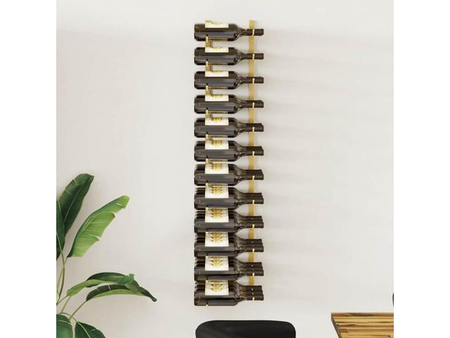 vidaXL Wall Mounted Wine Rack for 36 Bottles Wall Wine Rack Shelf Gold Iron