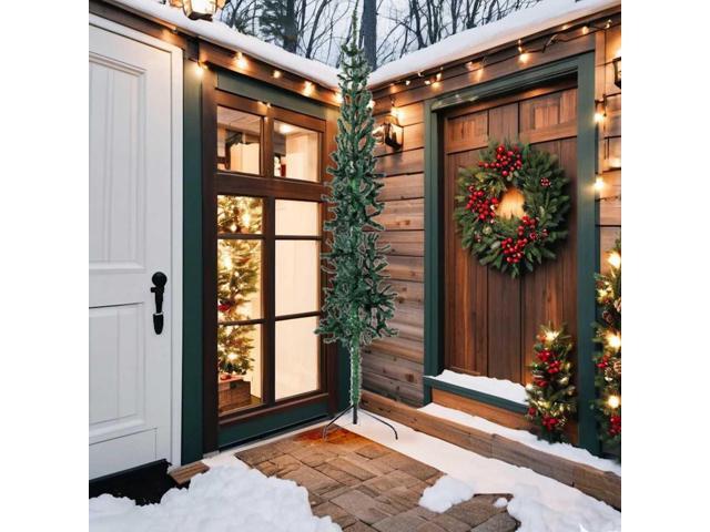 vidaXL Christmas Tree Decor Slim Artificial Half Xmas Tree with Stand Green