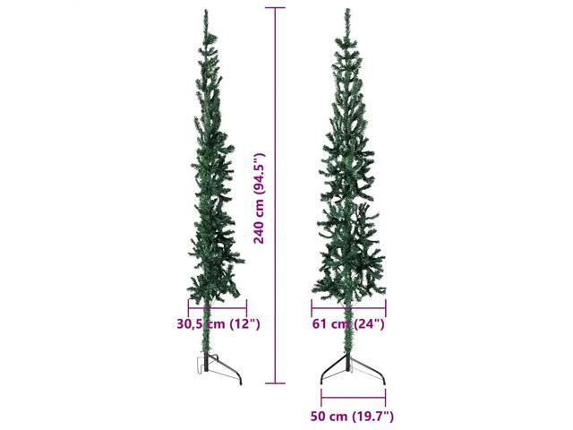 vidaXL Christmas Tree Decor Slim Artificial Half Xmas Tree with Stand Green