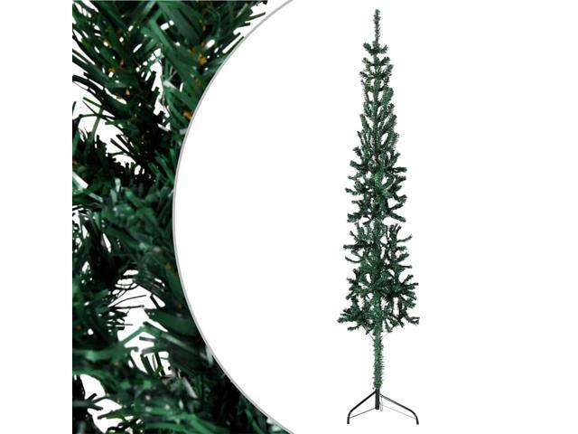 vidaXL Christmas Tree Decor Slim Artificial Half Xmas Tree with Stand Green