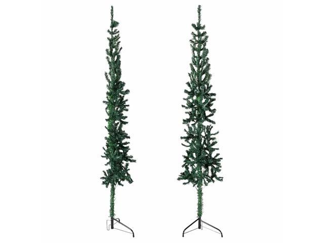 vidaXL Christmas Tree Decor Slim Artificial Half Xmas Tree with Stand Green
