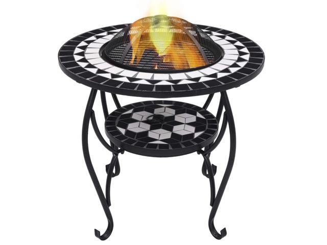 Photos - Electric Fireplace VidaXL Fire Pit Table Fireplace Camping Firebowl Outdoor Black and White C 