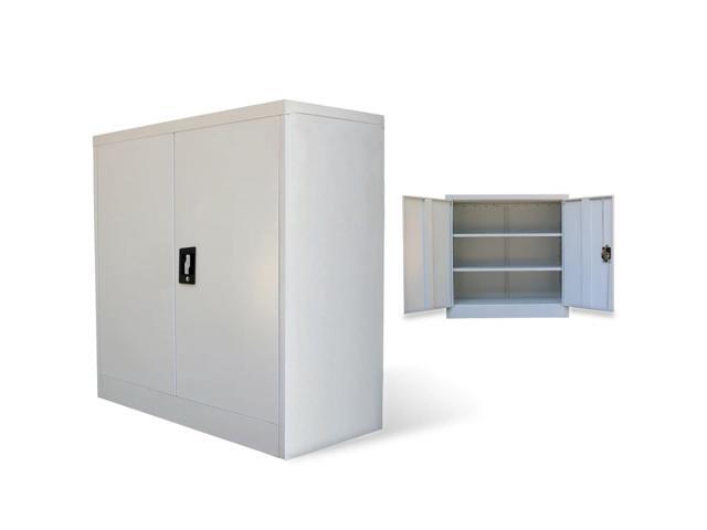 vidaXL Office Cabinet File Cabinet Filing Cabinet with 2 Doors Gray Steel