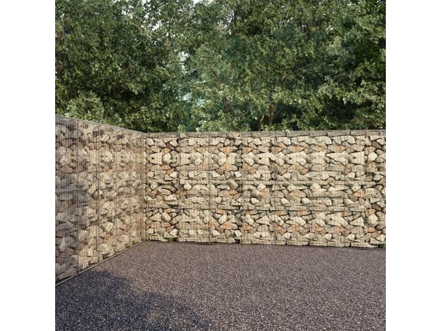 vidaXL Gabion Wall Gabion Basket Post Gabion Wall with Covers Galvanized Steel