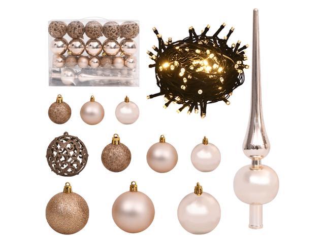 Photos - Other Jewellery VidaXL Christmas Ball Set with Peak 61 Piece LED Tree Decoration Rose Gold 