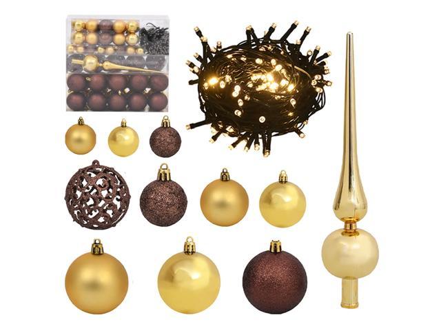 Photos - Other Jewellery VidaXL Christmas Decoration Ball Set with Peak 120 Piece LED Gold and Bron 