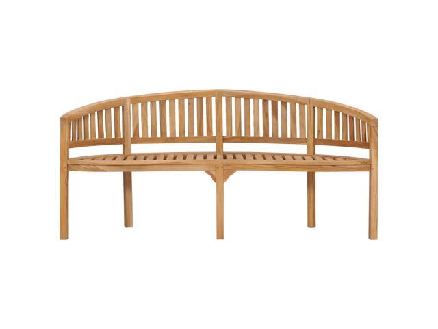 vidaXL Banana Bench Outdoor Patio Banana Bench with Armrest Solid Wood Teak