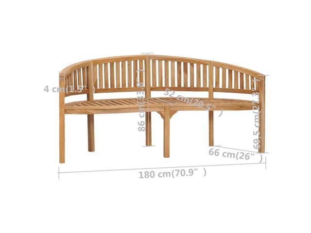 vidaXL Banana Bench Outdoor Patio Banana Bench with Armrest Solid Wood Teak