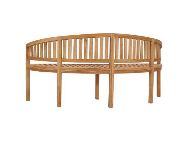 vidaXL Banana Bench Outdoor Patio Banana Bench with Armrest Solid Wood Teak