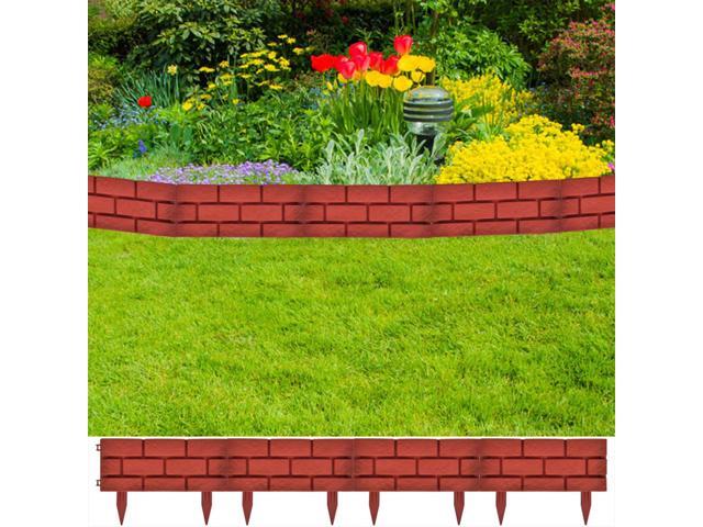 vidaXL 11x Garden Fence Boarder 16.4 ft Fencing Edging Picket Lawn Panel Red