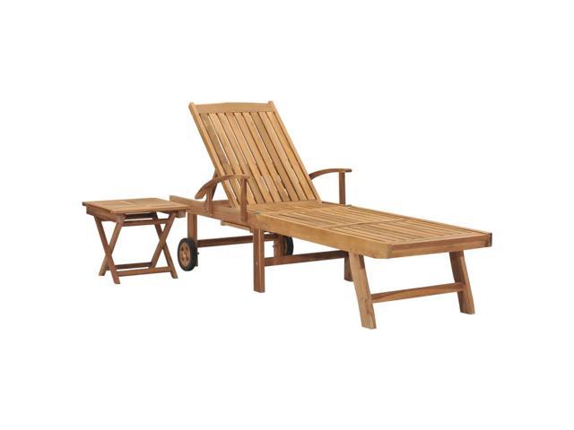 Photos - Garden Furniture VidaXL Deckchair Patio Lounge Chair Sunlounger with Table Solid Teak Wood 