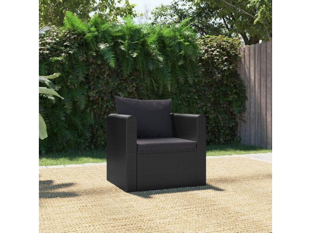 Photos - Sofa VidaXL Single  Outdoor  Set with Cushions and Table PE Rattan Blac 