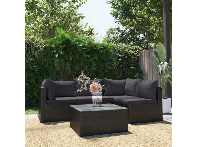Photos - Garden Furniture VidaXL Patio Sofa 5 Piece Outdoor Sectional Sofa with Cushions PE Rattan B 