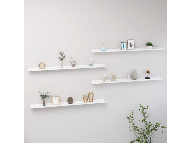 vidaXL Wall Shelves Floating Shelves Display Shelves for DVDs 4 Pcs White 45.3'
