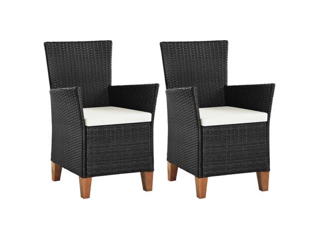 Photos - Garden Furniture VidaXL Patio Chairs 2 Pcs Dining Single Chair with Cushions Poly Rattan Bl 