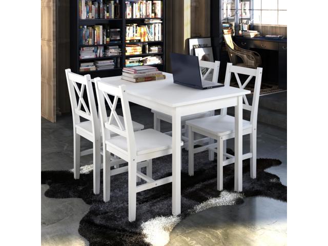Photos - Other kitchen appliances VidaXL Kitchen Dining Set White Wooden Furniture Lacquered Table and 4 Cha 
