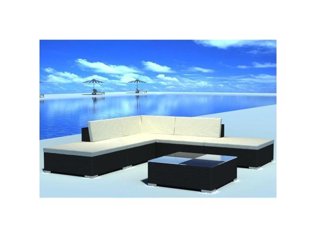 Photos - Garden Furniture VidaXL Patio Furniture Set 6 Piece Sectional Sofa with Table Poly Rattan B 