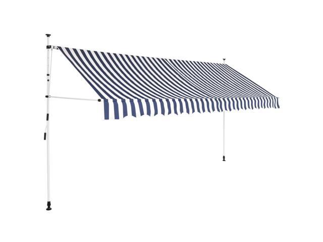 Photos - Garden Furniture VidaXL Retractable Awning Folding Arm Awning 137.8' Blue and White Stripes 