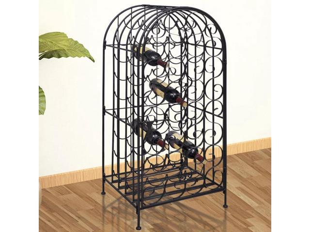 vidaXL Wine Rack Stand for 35 Bottles Metal Holder Bar Liquor Display Storage