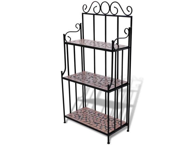 vidaXL Plant Rack 3-Tier Plant Stand Shelves Flower Pot Stand Terracotta Mosaic