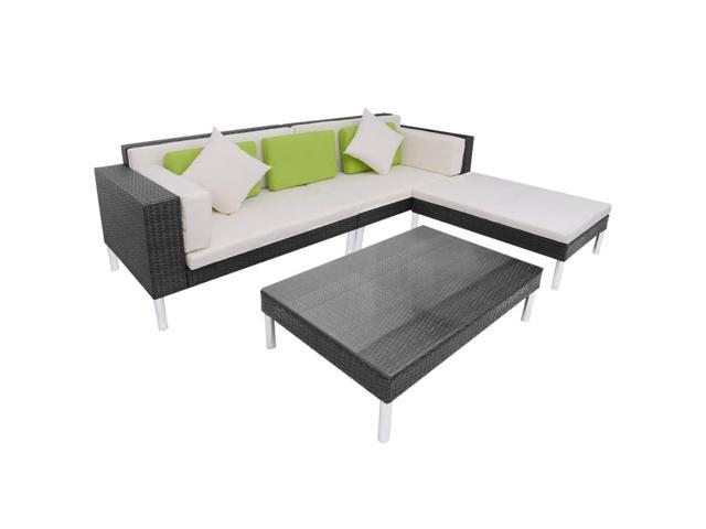 Photos - Sofa VidaXL Patio Furniture Set 4 Piece  Set with Cushions Poly Rattan Blac 