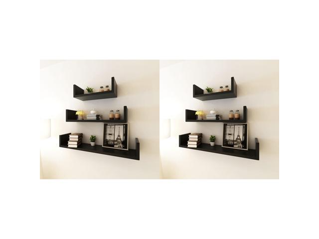 Photos - Display Cabinet / Bookcase VidaXL 6x Wall Shelves Black Display Hanging Storage Bookcase Unit Furnitu 