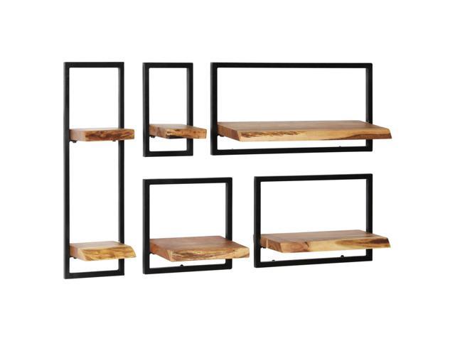 Photos - Display Cabinet / Bookcase VidaXL Solid Wood Acacia 5 Piece Wall Shelf Set Steel Floating Book Ledge 