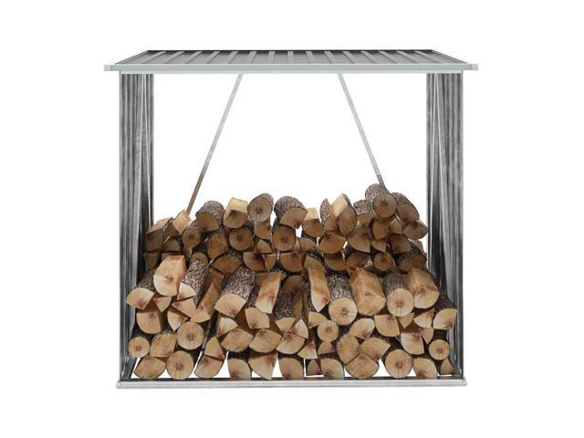 Photos - Electric Fireplace VidaXL Firewood Rack Log Storage Holder Stand with Roof Galvanized Steel 6 