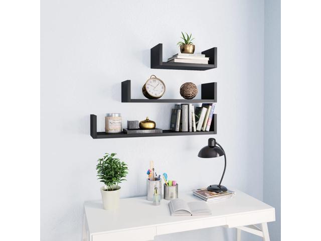 Photos - Display Cabinet / Bookcase VidaXL Wall Shelf Floating Display Shelf Rack 3 Pcs Black Engineered Wood 