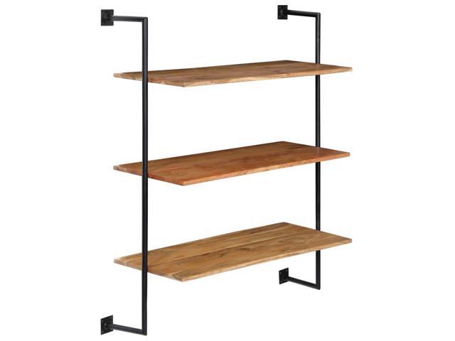 Photos - Display Cabinet / Bookcase VidaXL Solid Acacia Wood Wall Shelf Modern Sturdy 3 Layers Iron Storage Ra 