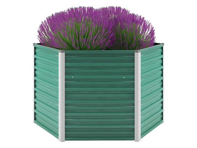 Photos - Flower Pot VidaXL Garden Raised Bed Open Bottom Galvanized Steel 50.8' Green DIY Plan 