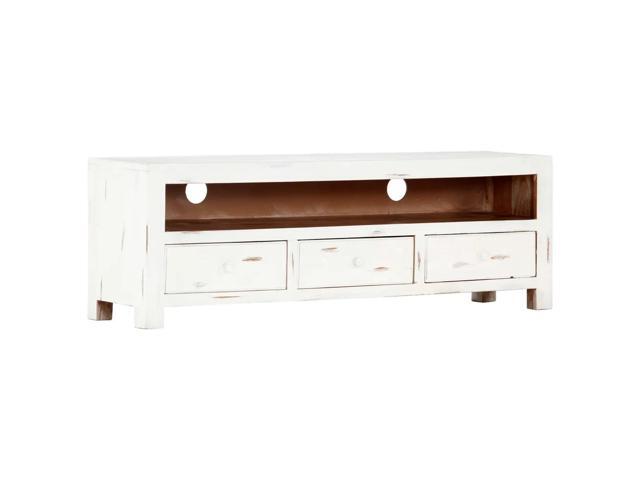 vidaXL TV Stand TV Unit Sideboard TV Console Cabinet White Solid Acacia Wood