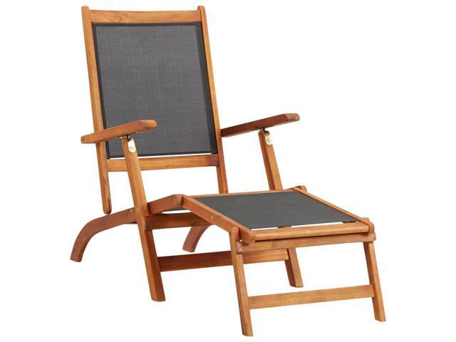 Photos - Garden Furniture VidaXL Deckchair Patio Lounge Chair Folding Sunbed Solid Acacia Wood Texti 