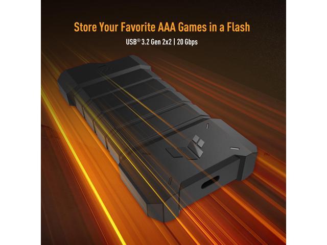 ASUS TUF Gaming A2- USB-C 3.2 Gen 2x2 Portable SSD Enclosure, Dual M.2 NVMe PCIe and SATA, MIL-STD-810H Drop Resistance, IP68 Water and dust...