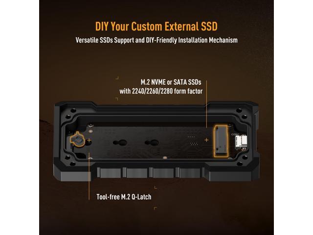 ASUS TUF Gaming A2- USB-C 3.2 Gen 2x2 Portable SSD Enclosure, Dual M.2 NVMe PCIe and SATA, MIL-STD-810H Drop Resistance, IP68 Water and dust...